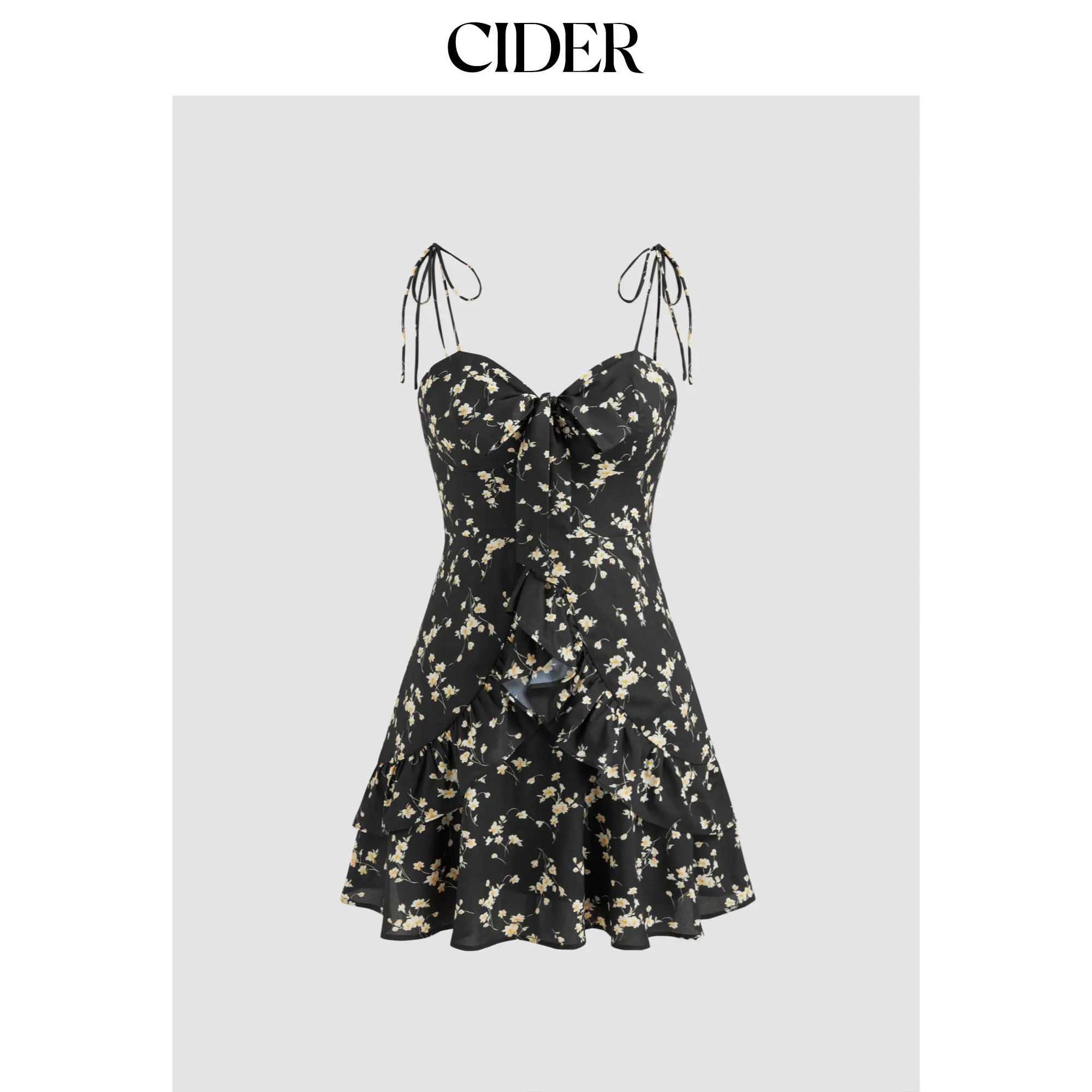 Cider [5 colors, size 0-10] Ruffles Trim Tie Corset Dress