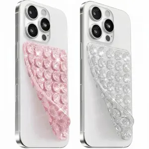 [ Glitter Silicone ] Suction Phone Case Mount, 2PCS Non Slip Suction Cup, Hands-Free Phone Accessories Holder for Selfies and Videos, Silicone Adhesive Stand Sticky for Cell Phone, Smartphone