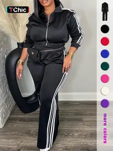 Women's Casual Long Sleeve Zip Up Jacket & Pants Set for Spring & Fall, Women's Clothes for Daily Wear, Streetwear Tracksuit Set