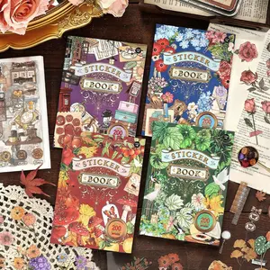 4 styles, 1 set 20 minimalist die cut sticker books featuring plants flowers, themed scenes, vintage style, PET waterproof material, self adhesive, DIY planner decoration, scrapbook stationery sticker pack