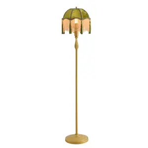 Retro Tassel Floor lamp with Adjustable Light Simple Upright Metal Base LED Night lamp for Room 13”Wide, 62.7”High