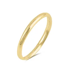 Simple Polished 2mm Thin Band - Gold Plated 925 Sterling Silver