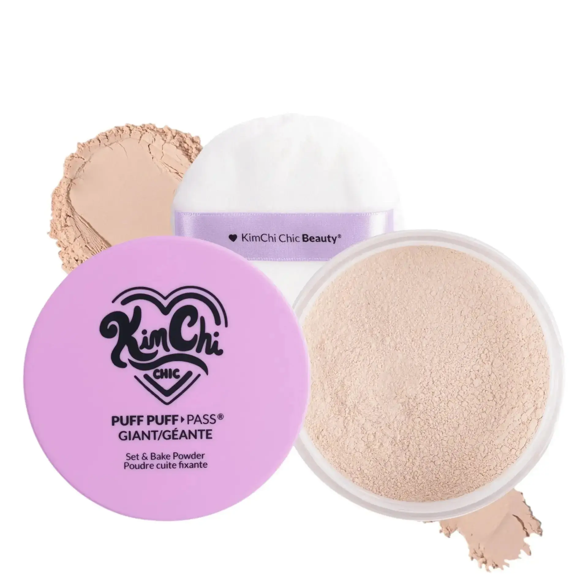 KimChi Chic Beauty Giant Puff Puff Pass Setting Powder - Lightweight, Translucent Cosmetic Powder Makeup Rice