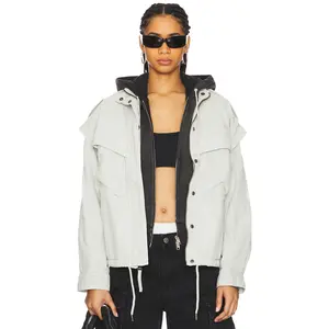 ALPHA INDUSTRIES Oversized Cotton Utility Jacket in Dune White