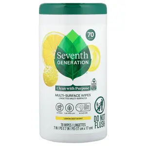Seventh Generation Multi-Surface Wipes, Lemon Zest, 70 Wipes