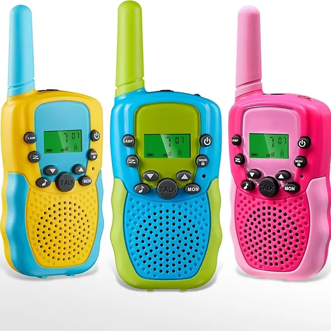 Kids' 2-Way Walkie Talkies 3-Pack, Lightweight Durable Toys with 22 Channels, 3-Mile Range, Flashlight, Belt Clip, Comfortable for Girls, Easy-to-Use Gifts for Indoor Play & Outdoor Camping