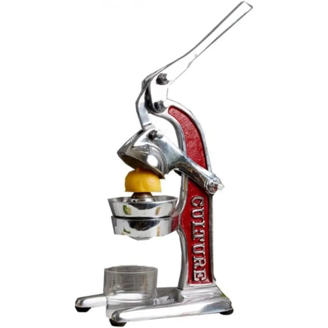 Compact Handmade Sturdy Cast Aluminum Manual Hand Press Juicer - Artisan Crafted Professional Grade Kitchen Utensil with Strainer for Fresh Citrus (Orange,Lemon,Lime,Grapefruit) Morning Drinks,Cooking,Bartender Cocktails,Red,Indoor Recreation Tool, Fresh