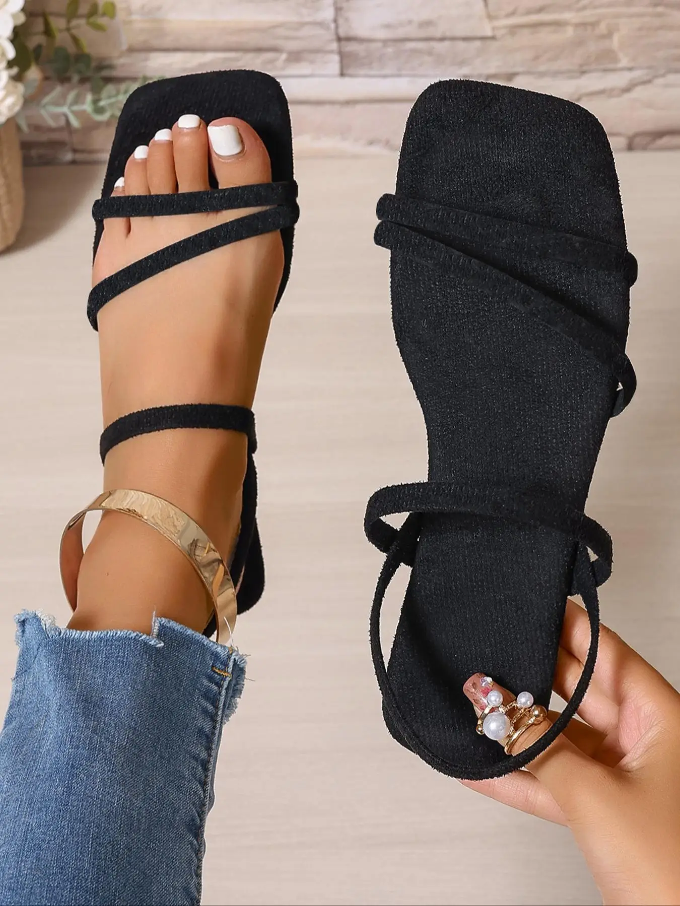 Fashionable Plain Color/Leopard Print Summer Sandals, Women Sandals, Casual Lightweight Comfortable Flat Sandals, Non-slip Sandals for Beach Vacation,