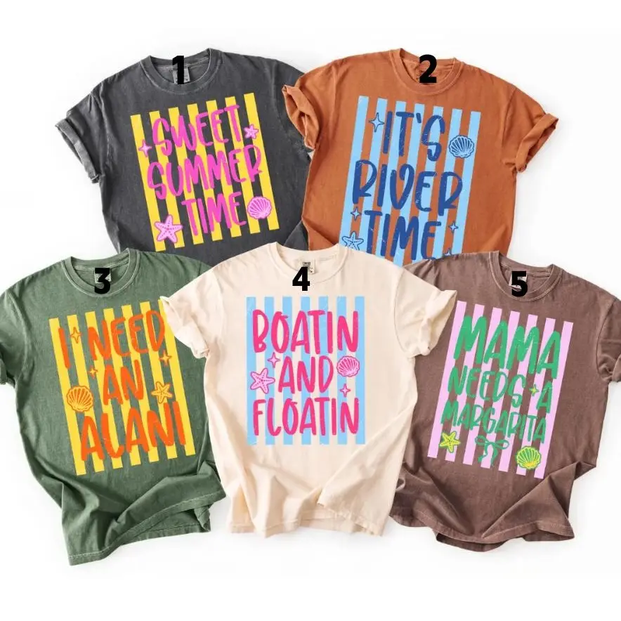Custom Striped Summer Comfort Colors Shirt, Retro Beach Life Tshirt, Lake Pool River, Summer Break, Mama Needs A Margarita, It's River Time