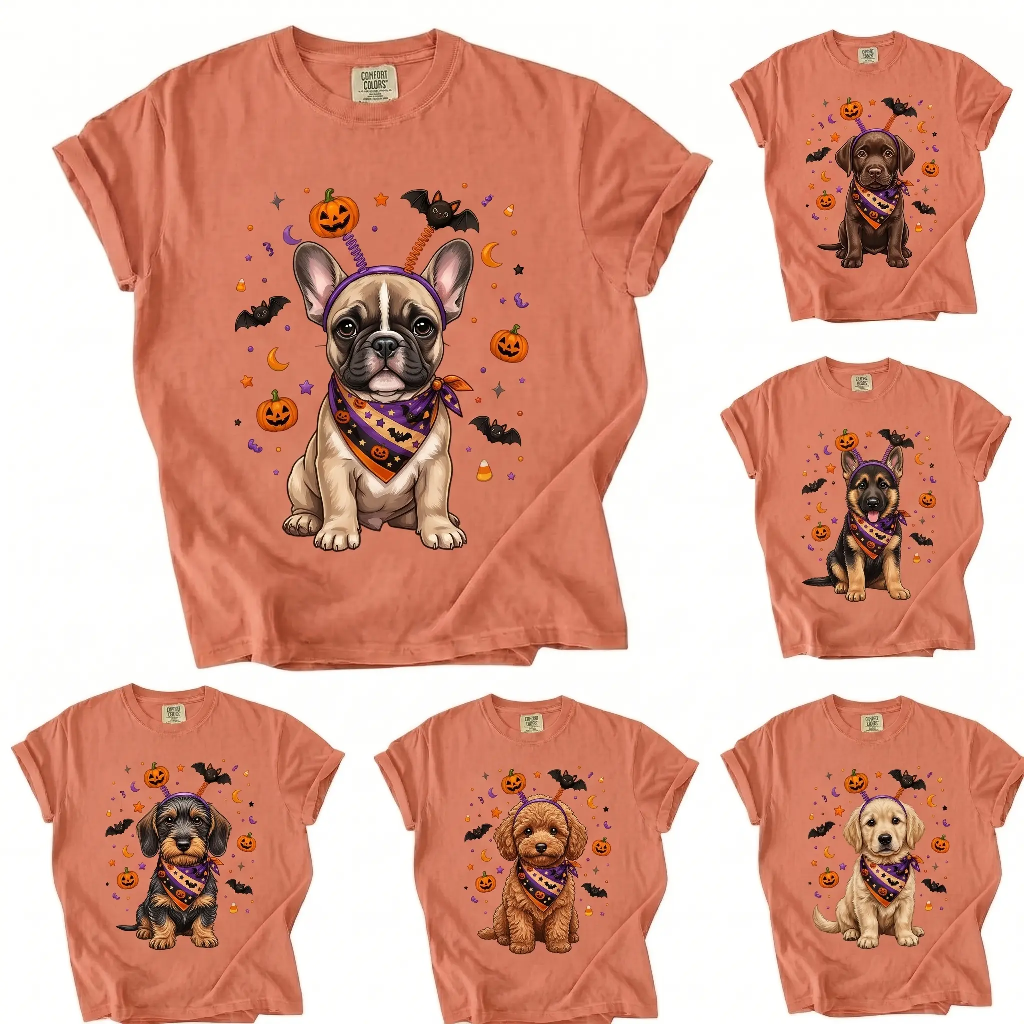 Vintage Custom Dog Breed Halloween Shirt | Spooky Pumpkin Costume Tee | Heavyweight Cotton 50 Plus Dog Breeds Top