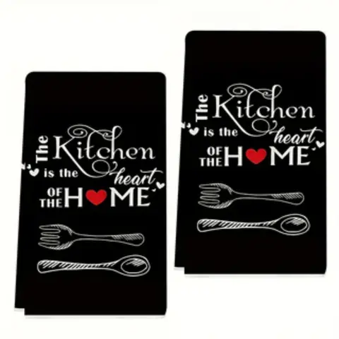 Heart Knife Fork Spoon Kitchen Towels Set, Dish Drying Cloths, Dishcloths for Washing Dishes, Dishwashing Cloth, Dish Towels Rags, Hand Wiping Towels, Cleaning Cloths, Cute Kitchen Decor, Perfect Gift for Friends and Mom