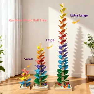 Wooden Rainbow Music Tree Marble Run Petal Track Educational Toy for Kids Ages 3-4