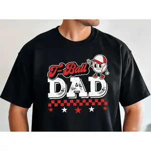 T-Ball Dad T-shirt, Tee Ball Shirt Sublimation T-shirt, Baseball Retro T Ball T-shirt, Distressed Checkered T-shirt For Men, Sports Dad Fathers Day T-shirt