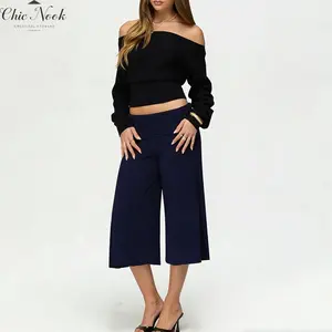 Women Capri Pants Solid Color Low Rise Summer Casual Cropped Pants Crop Leggings