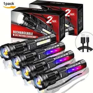 6000mAh Rechargeable LED Flashlight with COB Side Light | Adjustable Focus Work Torch for Camping & Repair