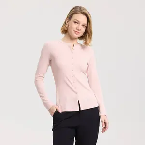 Women's Long Sleeve Ribbed Button-Front Cardigan Sweater - A New Day Pink XS