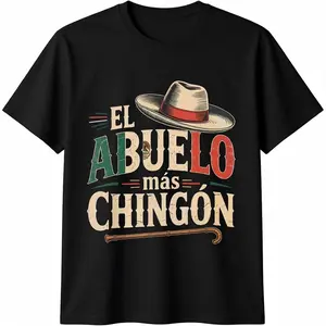 Streetwear Graphic Tee El Abuelo Mas Chingon Funny Best Mexican Dad T-Shirt Graphic Tees Casual Crewneck Shortsleeve Classic