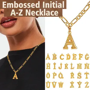 FindChic Initial Letter Necklace Chain A-Z Alphabet Jewelry with Monogram Golden For Women Men