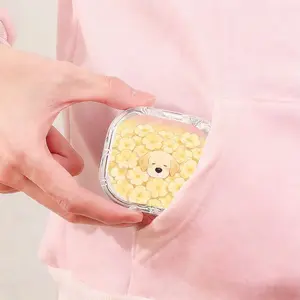 Yellow Floral Labrador Printed Retainer Box Portable Sealed Denture Storage Case Student Portable Orthodontic Retainer Box Waterproof Scratch Resistant Invisible Aligner Container