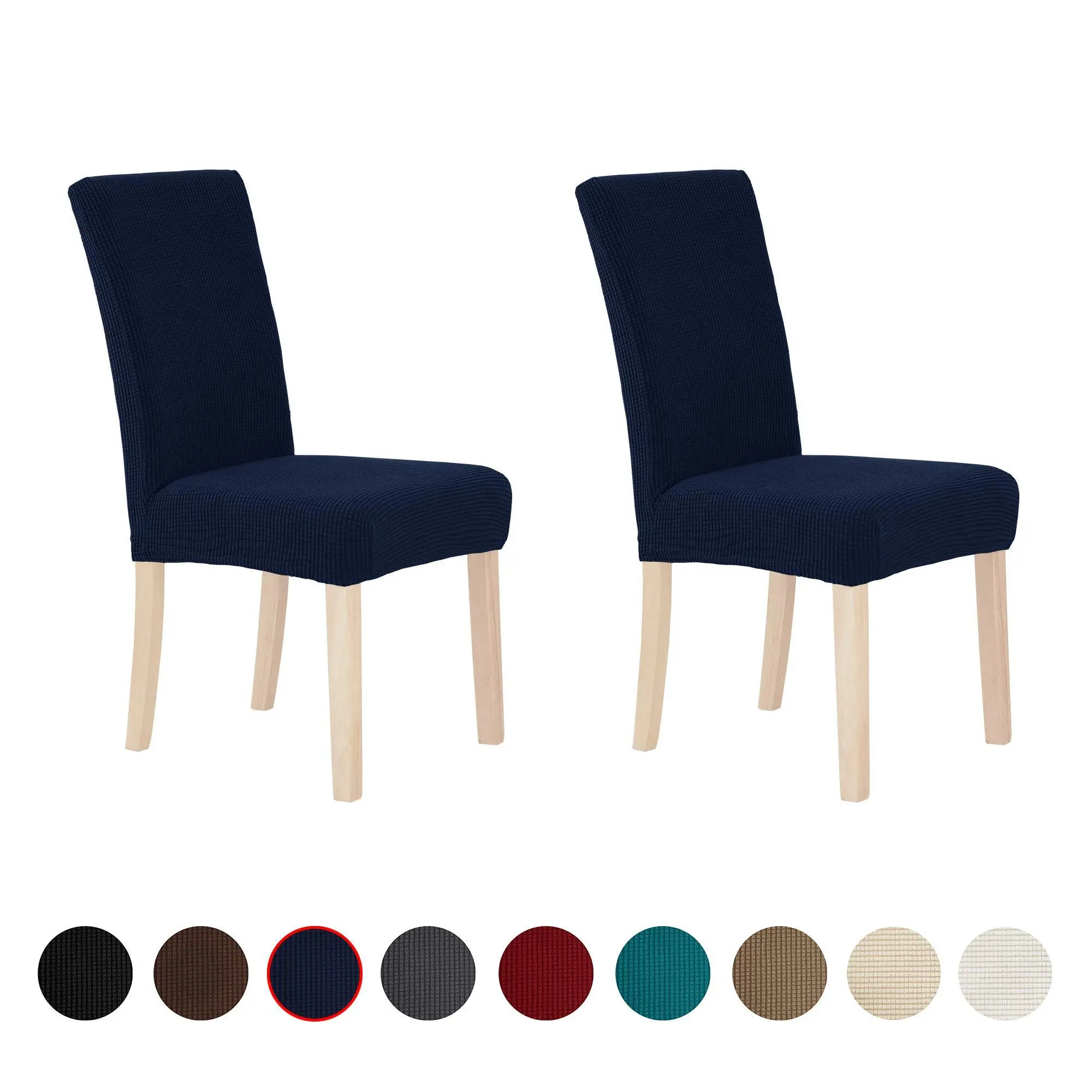 Deconovo Stretch Jacquard Chair Seat Slipcovers - Elastic Dining Chair & Stool Covers for Living Room, Dining Chair Slipcovers