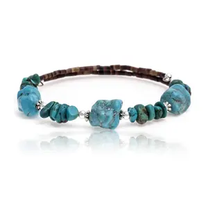 Natural Turquoise Certified Authentic Navajo Native American Adjustable Wrap Bracelet 12867