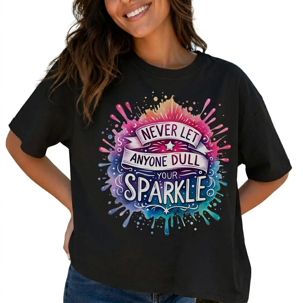 Inspirational Graphic Tee Women Never Let Anyone Dull Your Sparkle Plus Size Shirt