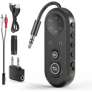 5.4 Transmitter Receiver for 2 Airpods or Headphones, Airplane  Adapter with aptX Low Latency, 20Hr Playtime, 3.5mm Audio AUX Jack for Flight,TV,PC,Gym,Tablets  Stereo