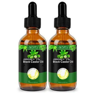 Aliver Jamaican Black Castor Oil 2 Packs 60ml Each in Glass Bottle for Haircare Comfort Organic Hair Treatment
