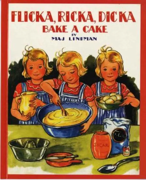 USED Book - Flicka, Ricka, Dicka Bake a Cake by Maj Lindman (Paperback) - english