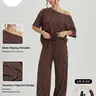 Katch Me Chic(US/CN)Women's Vibrant Polka Dot Sloping Shoulder Top & Wide Leg Trousers Co-ord, Breathable Loose Short Sleeve 2-Piece Set for Spring & Summer, Stretch Pill-Resistant Soft Daily Outfit #TikTokMadeMeBuyIt #SummerEssentials #MatchingOutfit