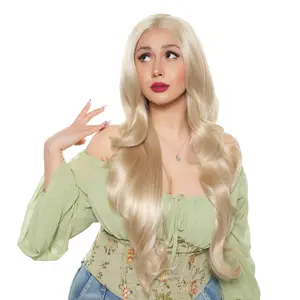 'GLAM BUTTERCREAM' 27-inch Dimensional Neutral Mushroom Blonde Balayage (Bright Beige Blonde Money Pieces) Blowout Princess Glam Waves w/ Soft Face Framing Layers Futura Synthetic Wig | 【Free-part Lace】【Heat Resistant】【Cap Included】 |  #FSG62