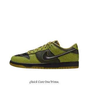 Two-tone olive green and black low-top sneakers, suede and leather combination, classic silhouette, reinforced toe cap, flat lacing system