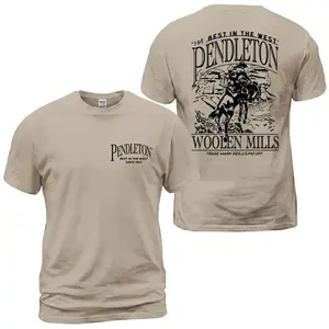 Pendleton Woolen Mills Men's Short-Sleeve Cotton Round Neck Casual T-Shirt, Western Horse Rider Back Print Graphic Tee, Vintage Ranch Outdoor Gift - AK