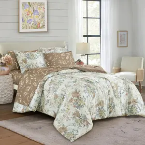 7-Piece Bed-in-a-Bag Set – Floral Comforter + Sheet Set Included, 14" Deep Pocket OEKO-TEX, Queen/King/Full/Twin
