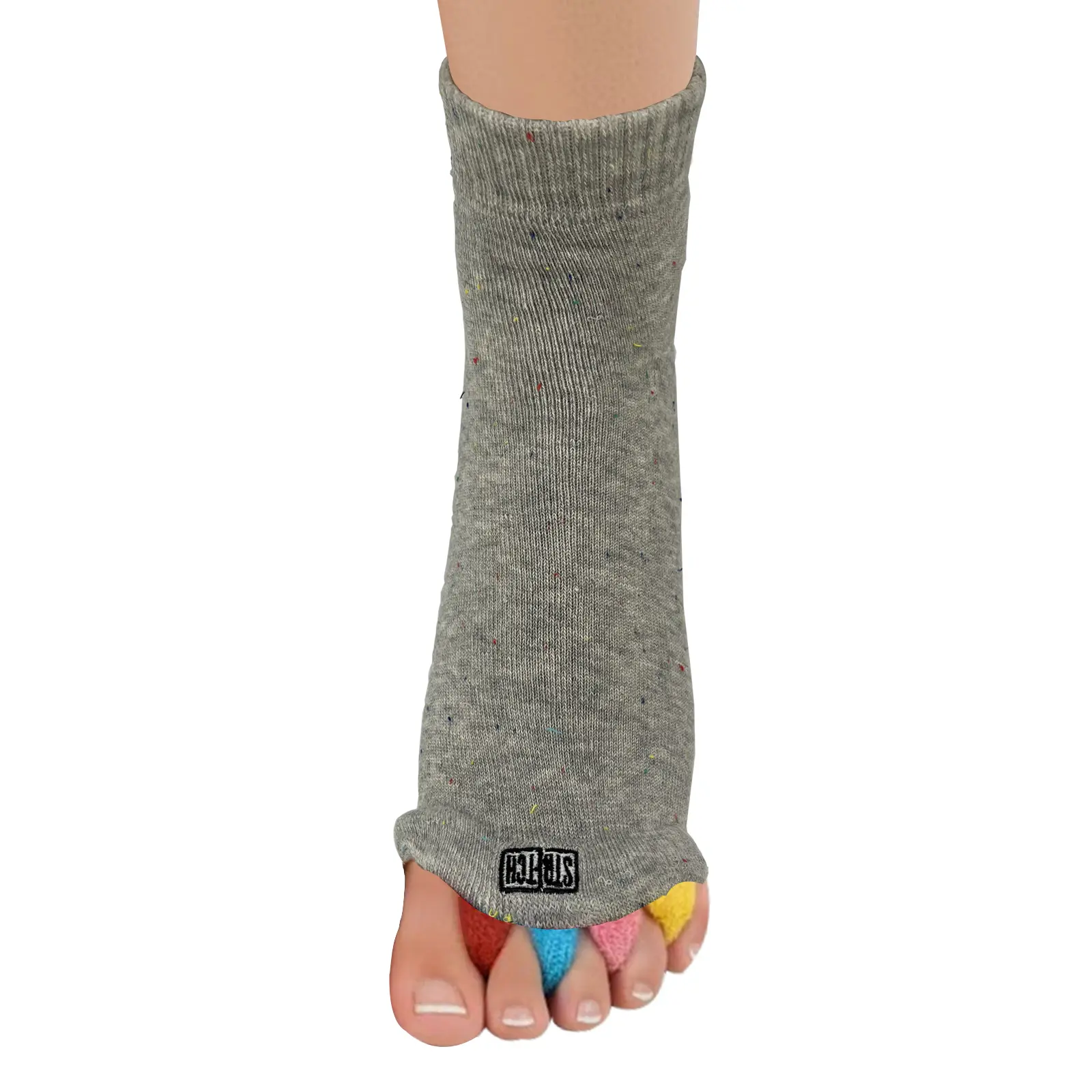 Toe Separator Socks by Stretch; Toe Stretching Socks Provide Traction for Foot Realignment and Relief from Bunion Pain and Foot Issues - One Size Fits Most-Grey