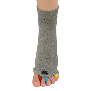 Toe Separator Socks by Stretch; Toe Stretching Socks Provide Traction for Foot Realignment and Relief from Bunion Pain and Foot Issues - One Size Fits Most-Grey