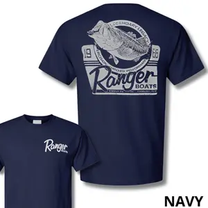 Ranger Boats Bass Fishing T-Shirt, Vintage Graphic Tee, Soft Cotton Blend Shirt, Precision Matched Performance Apparel for Men, Perfect Fishing Gift