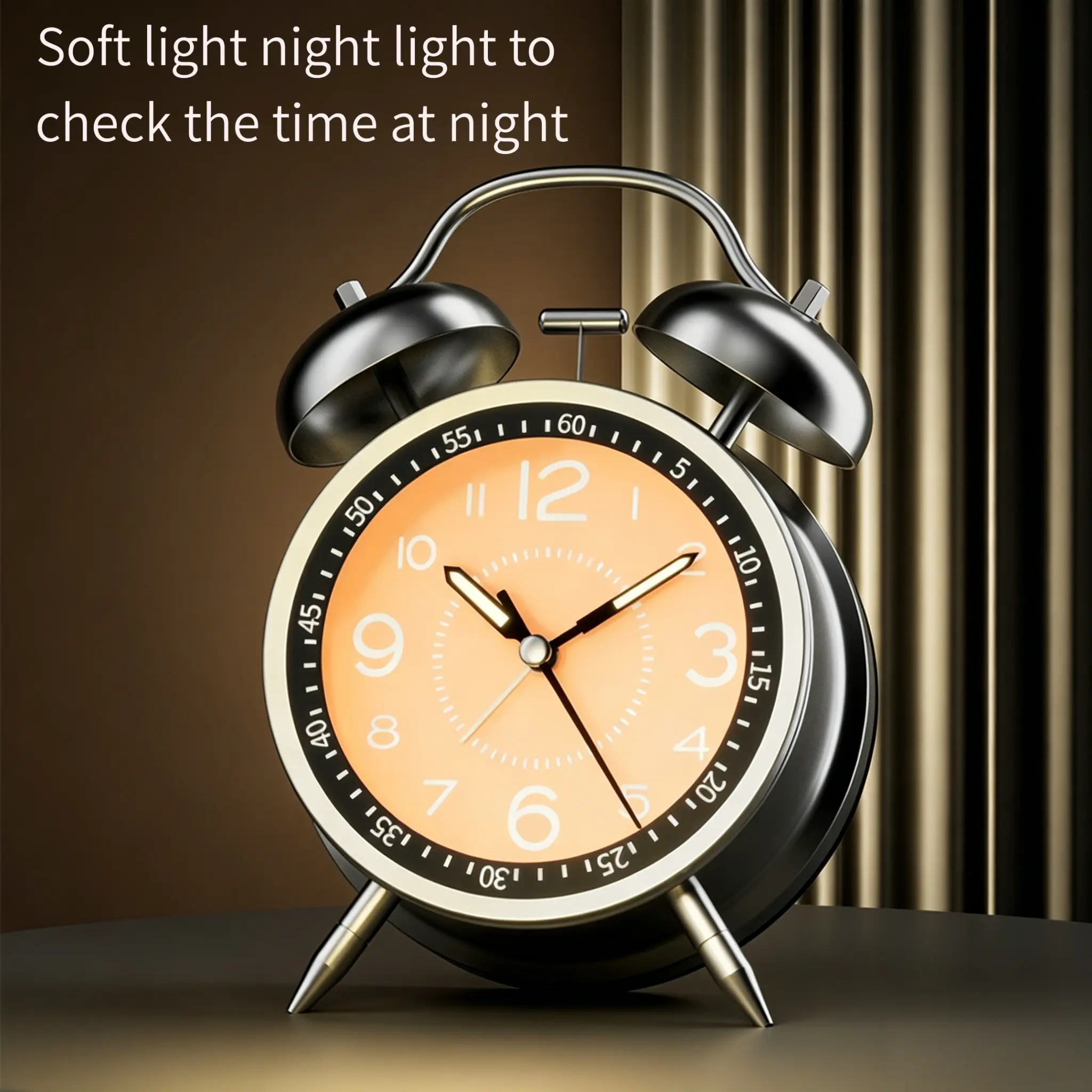 Mechanical Metal Analog Alarm Clock - Non-Magnetic Decorative Desktop Time Reminder for Kids, Creative Home Decor Wake-Up Clock, Analog Clock, No Magnets