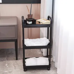 3 Layer Underwear Storage Box with Wheels, Rolling Storage Cart with 4 Hooks, Included Hooks, Durable Plastic Organizer for Bedroom, Kitchen, Outdoor Camping