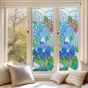 Privacy Window Film Roll (50x90cm), Floral Pattern, Static Cling No Glue, UV Protection, Easy Remove, Glass Decoration for Doors & Windows