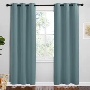 NICETOWN Modern Blackout Curtains Noise Reducing， Greyish Blue， 2 Panels， W42 x L78 -Inch， Thermal Insulated and Privacy Room Darkening Drape Panels for Boy's Guest Room Door Small Short Window