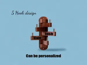 Walnut coat rack | Personalized coat rack | 5 Hook swivel coat rack