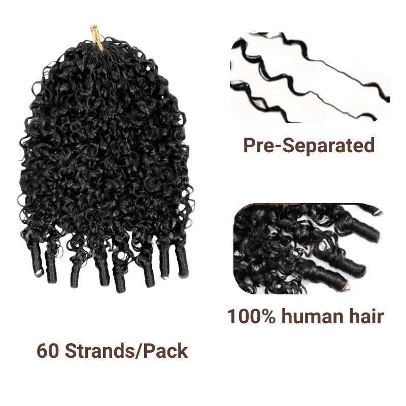 LWIGS Burmese Curly Pre-Separated Crochet Human Hair Extensions for Miracle Knots – 60g/Bundle, 3-4 Bundles for Full Boho Braids, Natural Extensions Hair #TiktokShopSpringGlowUp #RefreshedLook