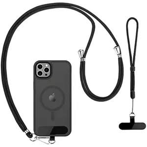 Cell Phone Lanyard 2 Pcs-1 Pcs Adjustable Neck Strap,1 Pcs Wrist Strap, 2 Pcs Pads, Universal Crossbody, Multifuctional Compatible with Most Smartphones(Black)