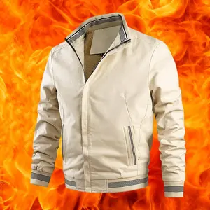 Winter Warm Jacket Men High Quality Baseball Coat Fleece Lined Casual Mens Flight Bomber Jacket Top For Outdoor Activities Menswear Beige