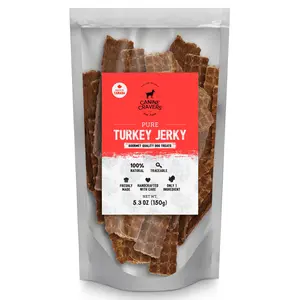 Canine Cravers Single Ingredient Air Dried Dog Treats – Pure Turkey Jerky 5.3 oz Bag