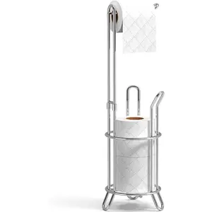 Simple Houseware Bathroom Toilet Tissue Paper Roll Storage Holder Stand, Chrome