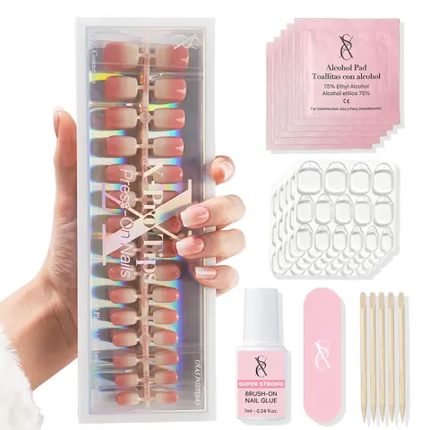 SXC Cosmetics X5 Pro Series Soft Gel Press On Nails 5 Sets Pre Shaped Tips 150 160pcs 15 16 Sizes for Perfect Fit Durable X Pro Soft Gel Extensions Short Almond Extra Short Almond Square