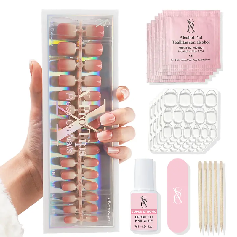 SXC Cosmetics X5 Pro Series Soft Gel Press On Nails 5 Sets Pre Shaped Tips 150 160pcs 15 16 Sizes for Perfect Fit Durable X Pro Soft Gel Extensions Short Almond Extra Short Almond Square