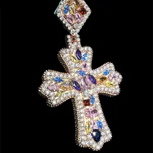 Rose Gold Multi Color .925 Silver 3.65 ctw VVS D Color Moissanite Pendant